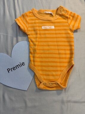 Gagou Tagou - Orange Striped Baby Onesie Shirt